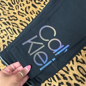 Calvin Klein Black Leggings with Iridescent Logo